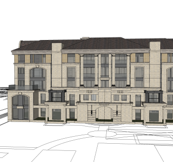 欧式别墅外观草图大师模型，SU模型免费下载