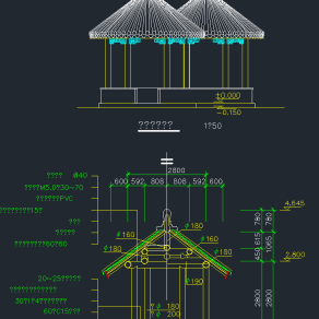 凉亭全套CAD施工图，凉亭CAD建筑图纸下载