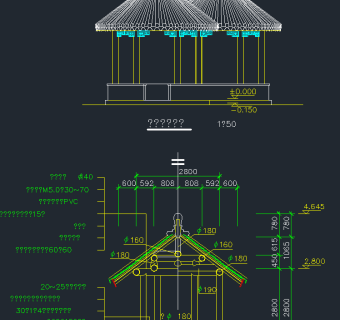 凉亭全套CAD施工图，凉亭CAD建筑图纸下载