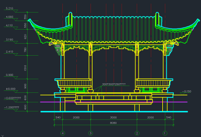 水谢景桥古建CAD施工图，水谢景桥古建结构CAD施工图纸下载