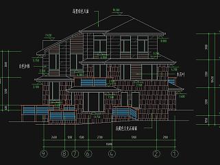 三层日式别墅全套建筑施工图，别墅CAD建筑工程图纸下载