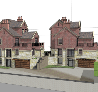 欧式别墅sketchup模型，别墅草图大师模型下载