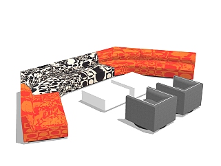 现代组合沙发免费su模型，组合沙发skb文件下载