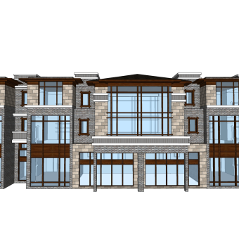 现代独栋别墅草图大师模型下载，独栋别墅sketchup模型