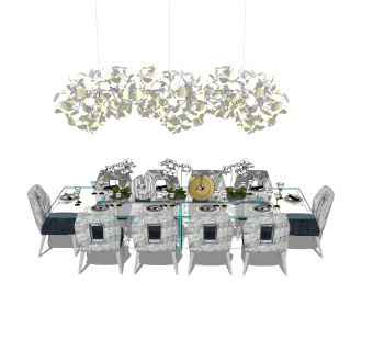 欧式餐桌椅草图大师模型，餐桌椅skb文件下载