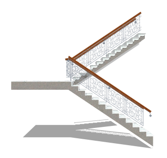 现代双跑平行楼梯草图大师模型，双跑平行楼梯sketchup模型免费下载