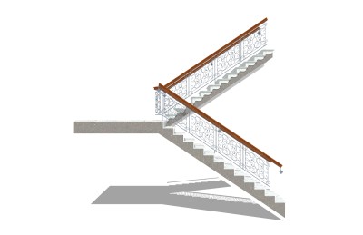 现代双跑平行楼梯草图大师模型，双跑平行楼梯sketchup模型免费下载