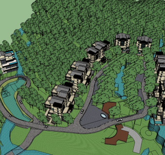 现代别墅区居住su模型下载、别墅区居住草图大师模型下载