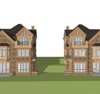 欧式别墅外观草图大师模型，别墅外观sketchup模型免费下载