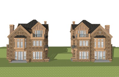 欧式别墅外观草图大师模型，别墅外观sketchup模型免费下载