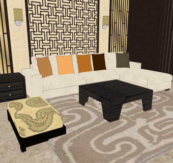 中式风格家装草图大师模型，家装SU模型下载