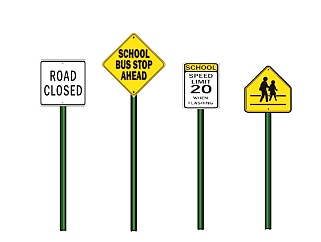 现代交通路标指示牌sketchup模型分享，交通指示牌草图大师模型下载