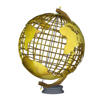 金属地球仪摆件草图大师模型,现代装饰品su模型下载