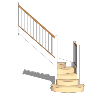 现代实木双跑折梯草图大师模型，实木双跑折梯sketchup模型免费下载