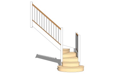 现代实木双跑折梯草图大师模型，实木双跑折梯sketchup模型免费下载