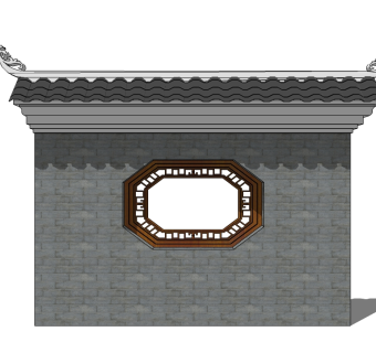 中式景观墙草图大师模型，景墙sketchup模型下载