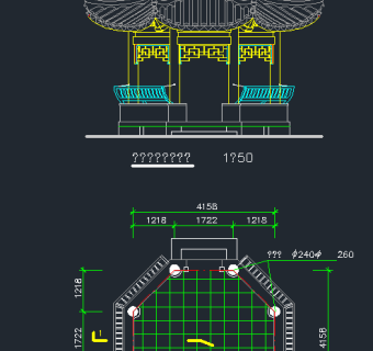 全套园林八角亭CAD施工图，八角亭CAD建筑图纸下载
