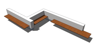 条形座椅草图大师模型分享，户外长椅sketchup模型下载