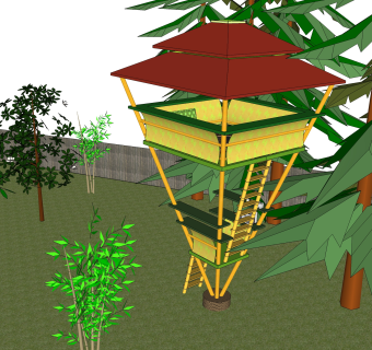 现代观景台草图大师模型，观景台sketchup模型下载