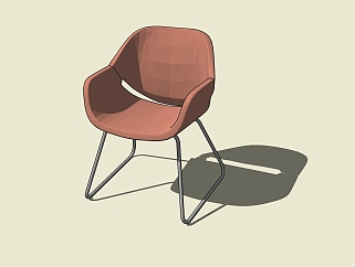 现代办公休闲椅子 草图大师模型，现代办公橘红色休闲...