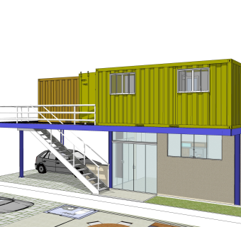 现代集装箱房屋su模型，改造房草图大师模型下载