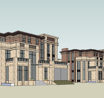 新古典独栋别墅su模型下载,sketchup别墅草图大师模型