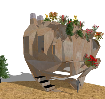 现代异形别墅草图大师模型，异形别墅sketchup模型免费下载