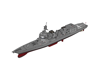 现代日本朝日级119朝日号驱逐舰草图大师模型，驱逐舰su模型下载