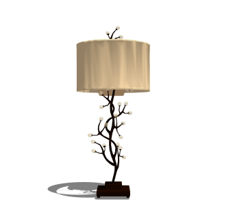  北欧树枝台灯草图大师模型，轻奢创意台灯效果图su模型下载