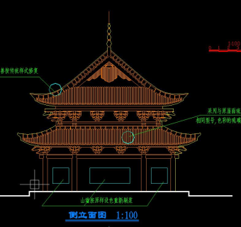 古寺庙CAD施工图，寺庙CAD建筑图纸下载