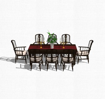法式餐桌椅草图大师模型，餐桌椅skb文件下载
