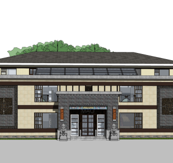 现代办公楼外观草图大师模型，办公楼外观sketchup模型免费下载