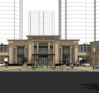 新古典商业会所草图大师模型，商业综合体商业综合体sketchup模型免费下载
