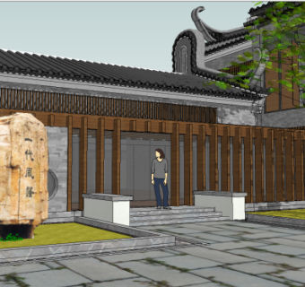 中式古建庭院景观模型