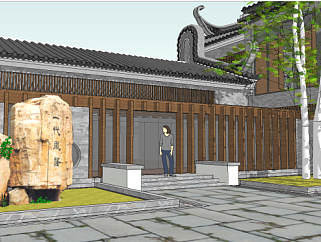中式古建庭院景观模型
