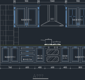 原创L型欧式橱柜CAD图纸，橱柜CAD图纸下载