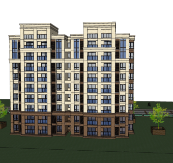 欧式公寓草图大师模型，公寓su模型下载