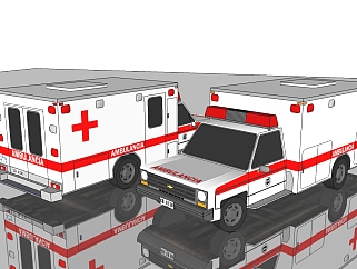 现代救护车草图大师模型，救护车sketchup模型