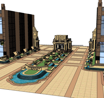 欧式入口大门草图大师模型下载，入口大门sketchup模型下载