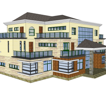 欧式别墅su模型， 别墅sketchup模型下载