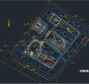 公园景观cad平面图，公园景观入口CAD施工图纸下载