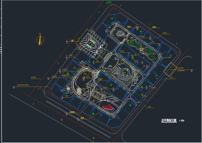 公园景观cad平面图，公园景观入口CAD施工图纸下载