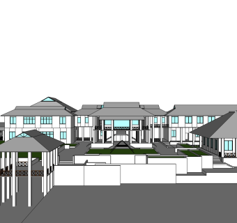 现代小酒店草图大师模型下载、酒店su模型下载