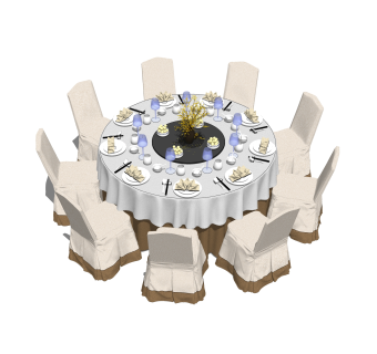 中式餐桌椅草图大师模型，餐桌椅skb文件下载