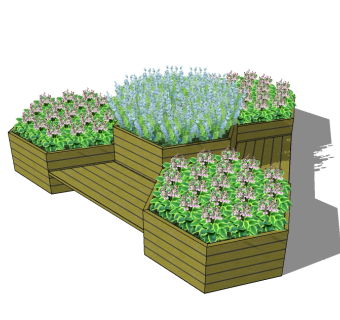 花箱坐椅sketchup模型下载，花箱草图大师模型下载