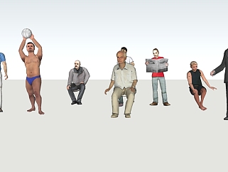 8款3d男性人物模型草图模型，<em>人物草图</em>模型sketchup...