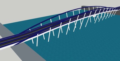 现代跨河大桥草图大师模型，跨河大桥su模型下载