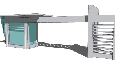 现代大门入口su模型下载、入口大门草图大师模型下载