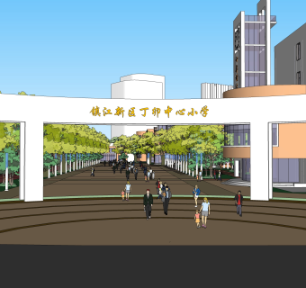 现代学校规划免费su模型，学校草图大师模型下载