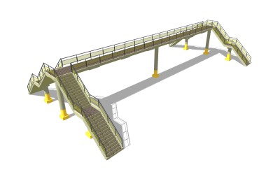 现代人行天桥草图大师模型，人行天桥sketchup模型免费下载